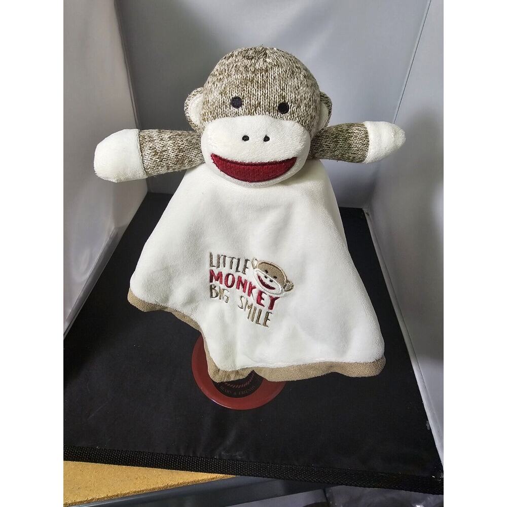 Baby Starters Sock Monkey Lovey Little Monkey Big Smiles Rattle Security U1